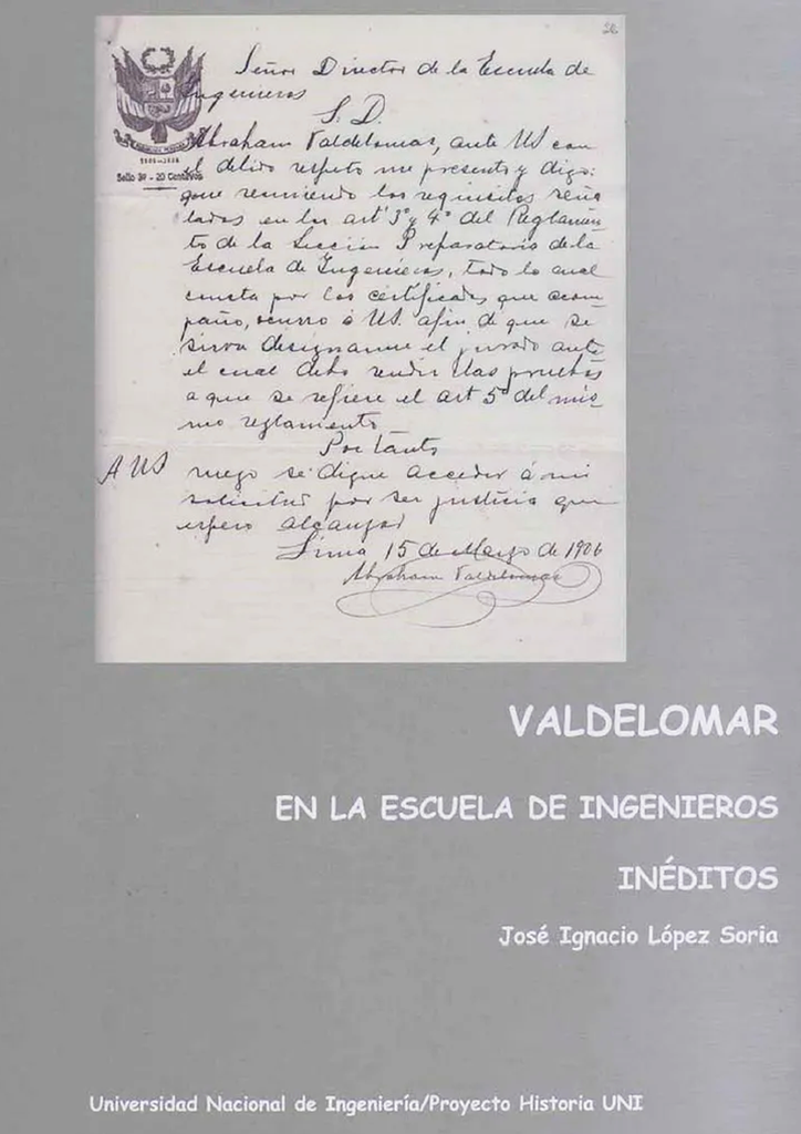 VALDELOMAR EN LA ESCUELA DE INGENIEROS